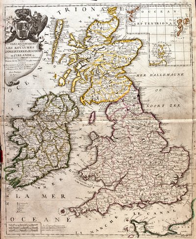 Karte der Königreiche England, Schottland und Irland (Großbritannien) von Jean Baptiste Nolin