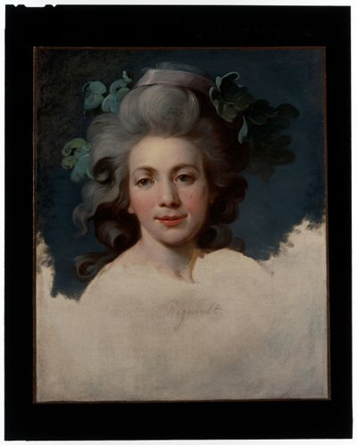 Porträt einer Dame (Kopf einer Frau in der Gestalt einer Bacchantin, ein unvollendetes Porträt) von Jean Baptiste Regnault