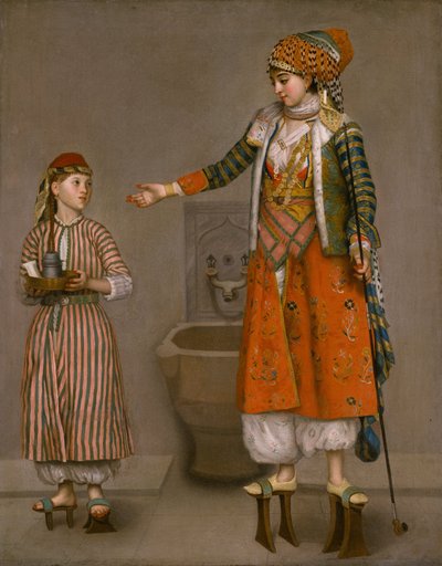 Eine Dame in türkischer Kleidung und ihr Diener von Jean-Étienne Liotard