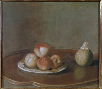 Stillleben mit Pfirsichen und Kürbis von Jean-Étienne Liotard