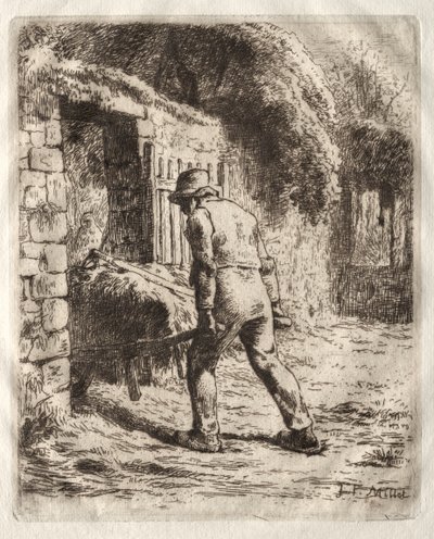 Bauer mit einer Schubkarre von Jean-Francois Millet