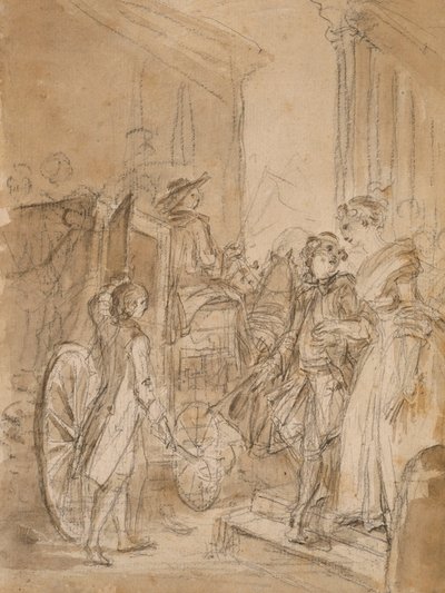 Die Abreise mit der Kutsche von Jean-Honore Fragonard