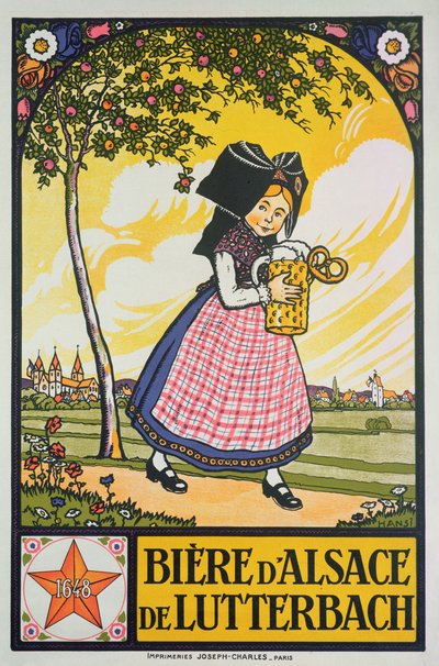 Plakat für Bier aus Lutterbach, Elsass von Jean Jacques Waltz