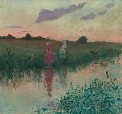 Die Frau des Künstlers beim Angeln von Jean-Louis Forain