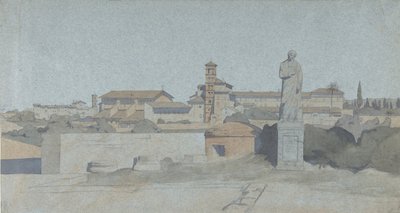 SS. Giovanni e Paolo, gesehen von der Villa Mattei, Rom von Jean Achille Benouville