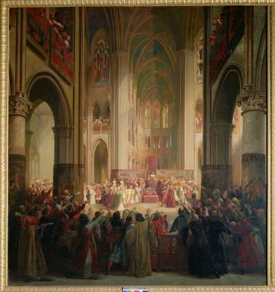 Generalstände von Paris treffen sich in Notre-Dame nach dem Tod von Karl IV. (1295-1328) von Jean Alaux