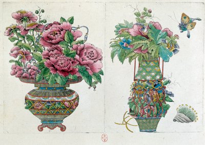Zeichnung von einer chinesischen Vase: Blumentopf von Jean Antoine Fraisse