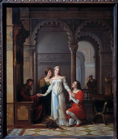 Eselshaut Illustration des Märchens von Charles Perrault (1628-1703) mit dem gleichen Namen, die die junge Prinzessin im Palast ihres Vaters darstellt, der in sie verliebt ist. Gemälde von Jean Antoine Laurent (1763-1832) 1819 Sun. 0,55x0,45 m Bourg en Bre von Jean Antoine Laurent