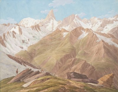 Ansicht des Massivs des Mont Blanc in der Nähe des Petit Jorasse, Grand Jorasse, le..., spätes 18.-19. Jahrhundert von Jean Antoine Linck