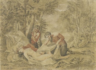 Zwei Satyrn beobachten eine schlafende Nymphe von Jean Antoine Watteau (rejected attribution)