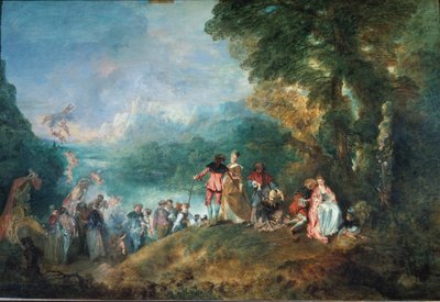 Pilgerfahrt zur Insel Kythera, auch bekannt als Einschiffung nach Kythera von Jean Antoine Watteau