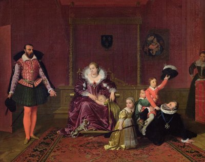 Heinrich IV. (1553-1610) König von Frankreich und Navarra spielt mit seinen Kindern, während der spanische Botschafter eintritt, 1817 von Jean Auguste Dominique Ingres