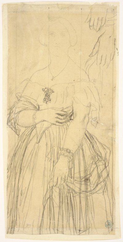 Studie für das Kleid und die Hände von Madame Moitessier von Jean Auguste Dominique Ingres