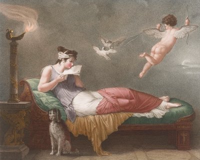 Amor überbringt einen Liebesbrief. 19. Jahrhundert von Jean Baptiste (after) Mallet