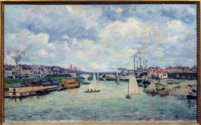 Der Hafen von Charenton. Ansicht der Stadt Charenton-le-Pont von Jean Baptiste Armand Guillaumin