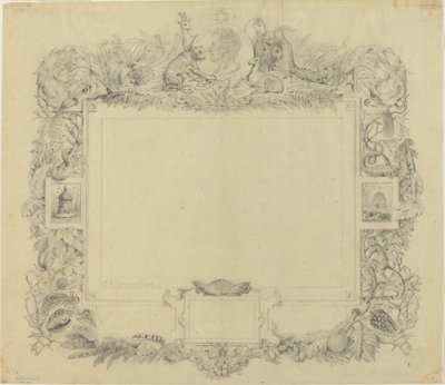 Entwurf für eine Bordüre mit einem Porträt von Baron Cuvier von Jean Baptiste Arnout