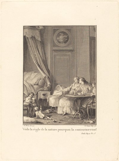 Voilá la règle de la nature, pourquoi la contrariez-vous? von Jean Baptiste Blaise Simonet after Jean Michel Moreau