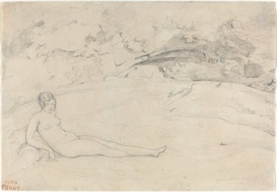 Ein Akt, der in einer Landschaft liegt von Jean Baptiste Camille Corot