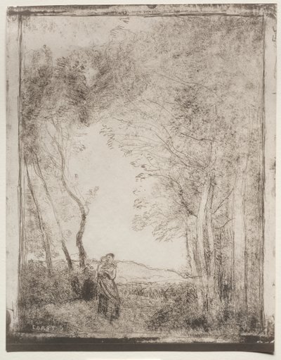 Eine junge Mutter am Waldrand von Jean Baptiste Camille Corot