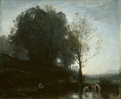 Badende Nymphen und Kind von Jean Baptiste Camille Corot