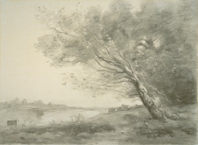 Gebogener Baum am Wasser von Jean Baptiste Camille Corot