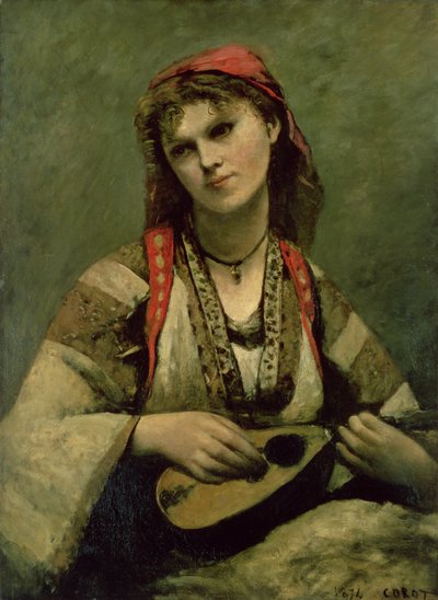 Christine Nilson (1843-1921) oder Die Bohemienne mit einer Mandoline von Jean Baptiste Camille Corot