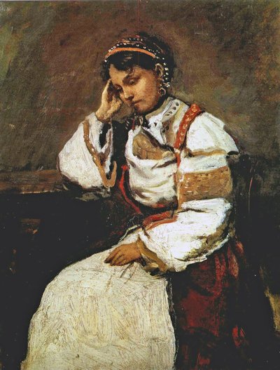 La bohémienne rêveuse, 1865-70 von Jean Baptiste Camille Corot