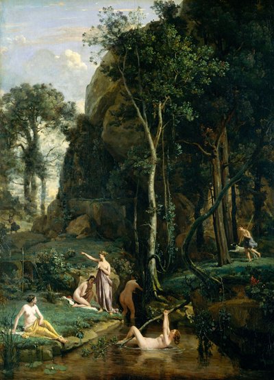 Diana und Actaeon (Diana überrascht in ihrem Bad) von Jean Baptiste Camille Corot
