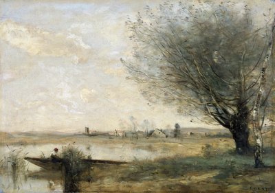 Fischer am Ufer vertäut von Jean Baptiste Camille Corot