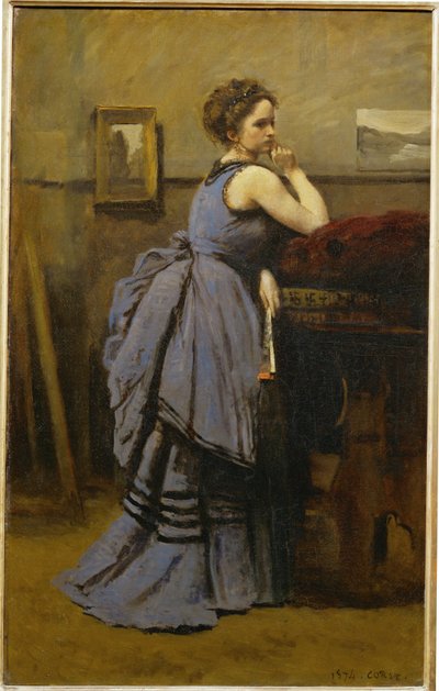 Dame in Blau von Jean Baptiste Camille Corot