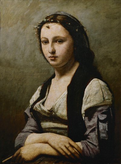 Dame mit einer Perle von Jean Baptiste Camille Corot