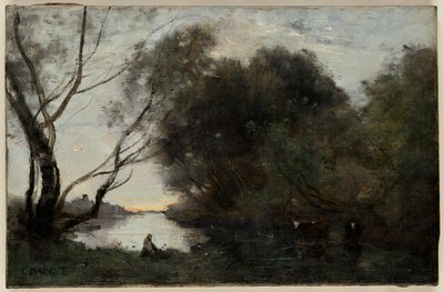 See: Sonnenuntergang, Mitte des 19. Jahrhunderts von Jean Baptiste Camille Corot