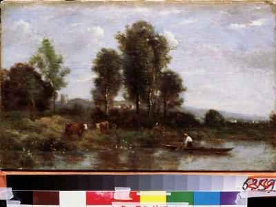 Landschaft mit Fluss von Jean Baptiste Camille Corot