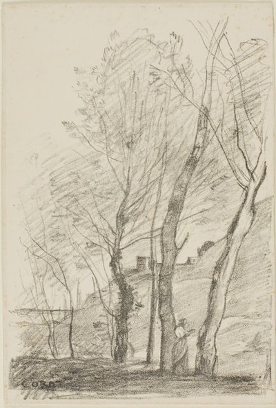 Lesen unter den Bäumen von Jean Baptiste Camille Corot