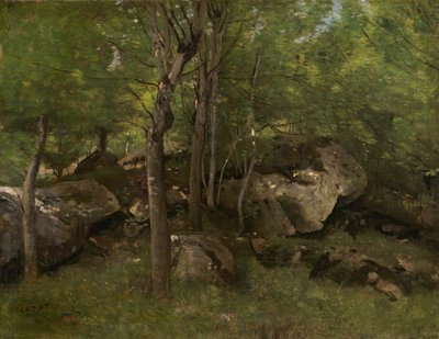 Felsen im Wald von Fontainebleau von Jean Baptiste Camille Corot