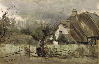 Reetdachhaus in Picardie von Jean Baptiste Camille Corot