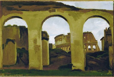 Das Kolosseum, gesehen über die Arkaden der Basilika Sankt Konstantin, Rom von Jean Baptiste Camille Corot