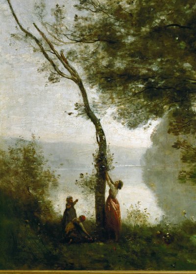 Baum und Frau. Erinnerung an Mortefontaine, Frankreich von Jean Baptiste Camille Corot