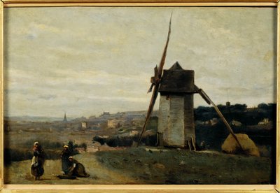 Eine Windmühle. Etretat von Jean Baptiste Camille Corot
