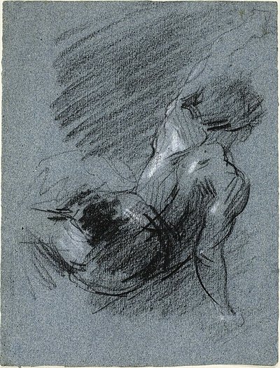 Rückansicht einer sitzenden Figur, die den linken Arm hebt von Jean Baptiste Carpeaux