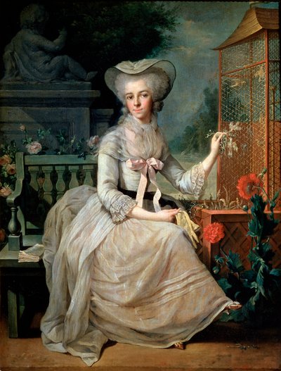 Junge Dame an einem Käfig von Jean Baptiste Charpentier the Elder
