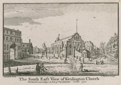 Die Südostansicht der Kirche von Kensington von Jean Baptiste Claude Chatelain