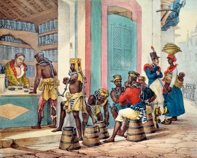 Gefesselte Sklaven kaufen Tabak in einem Tabakladen in Rio de Janeiro, 1835 von Jean Baptiste Debret