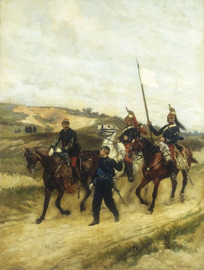 Ein Kavallerieoffizier und Dragoner von Jean Baptiste Edouard Detaille