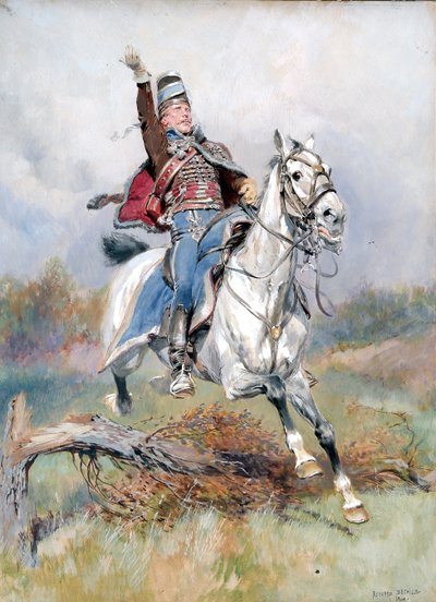 Ein französischer Kavallerist zu Pferd, 1900 von Jean Baptiste Edouard Detaille