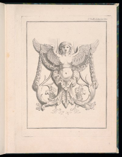 Design für eine Sphinx, pl. 2, Deuxieme Cahiers des arabesques dessinés par J. B. Huet... [Buch 2, Portfolios von Arabesken entworfen von J.B. Huet] von Jean Baptiste Huet