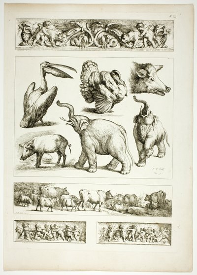 Platte 34 von 38 aus Oeuvres de J. B. Huet von Jean Baptiste Huet