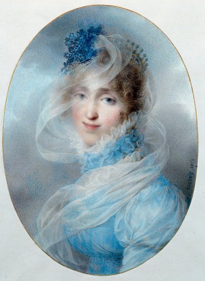 Porträt von Königin Hortense de Beauharnais (1783-1837). Sie ist die Tochter der Kaiserin Josephine de Beauharnais und die Mutter des zukünftigen Napoleon III. Aquarell von Jean Baptiste Isabey (1767-1855) 1813. Malmaison, Musée du Château von Jean Baptiste Isabey