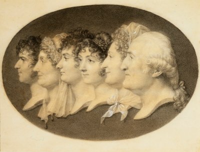 Profilporträt von Augustin und seiner Familie von Jean Baptiste Jacques Augustin