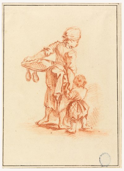 Frau führt ein Kind von Jean Baptiste Le Prince